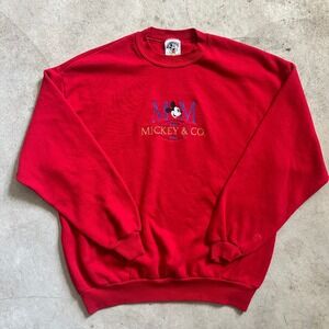 Vintage 90s Mickey & Co. Mickey Mouse Embroidered Crewneck Sweatshirt Red Size‎